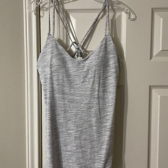 Lululemon, Waist Length Cami, White & Heather Gray, Size 12 - Picture 1 of 5